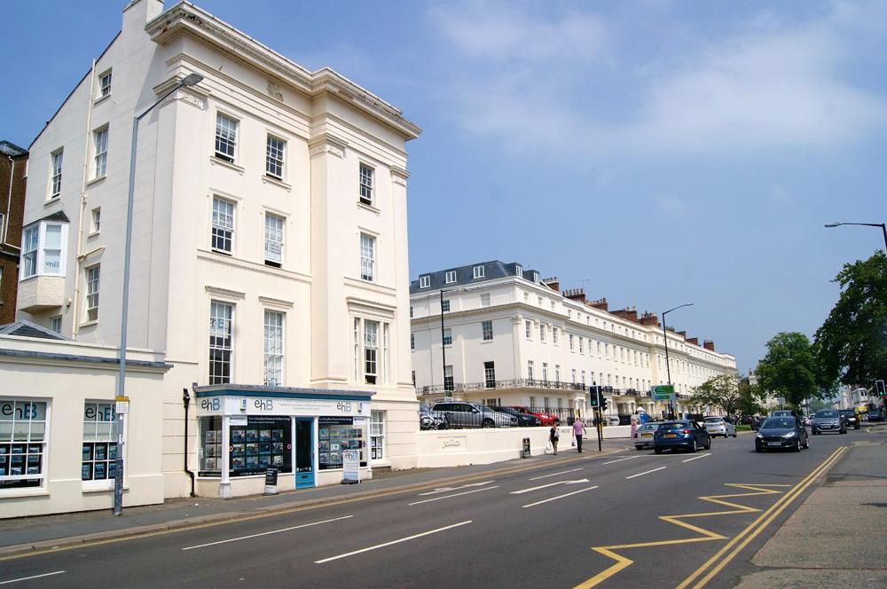 An estate agent's office in a Leamington Spa terrace